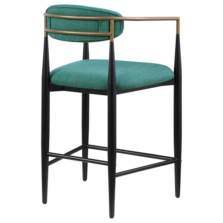 Tina Metal Counter Height Bar Stool with Upholstered Back and Seat Green (Set of 2)_7