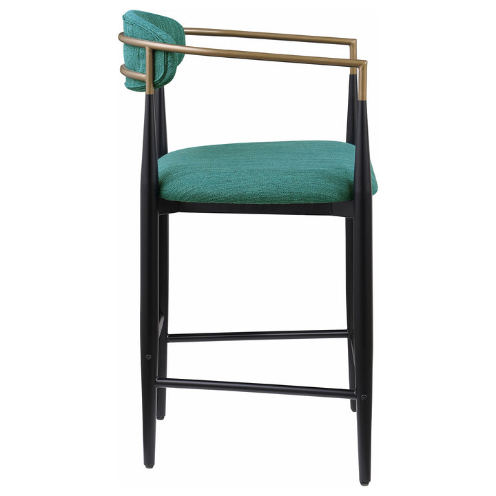 Tina Metal Counter Height Bar Stool with Upholstered Back and Seat Green (Set of 2)_8