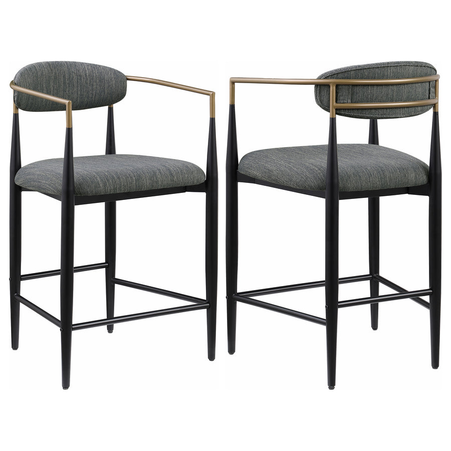 Tina Metal Counter Height Bar Stool with Upholstered Back and Seat Dark Grey (Set of 2)_0