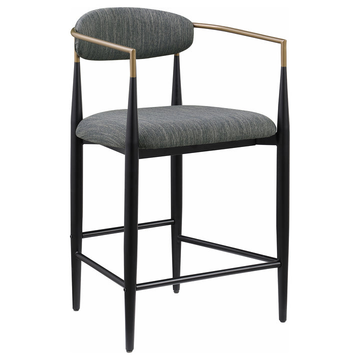 Tina Metal Counter Height Bar Stool with Upholstered Back and Seat Dark Grey (Set of 2)_2