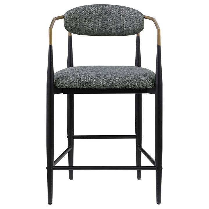 Tina Metal Counter Height Bar Stool with Upholstered Back and Seat Dark Grey (Set of 2)_3