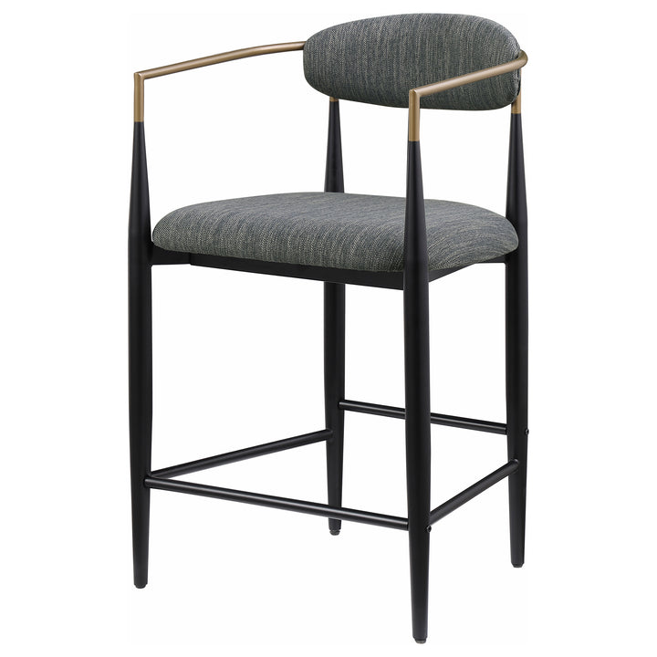 Tina Metal Counter Height Bar Stool with Upholstered Back and Seat Dark Grey (Set of 2)_4