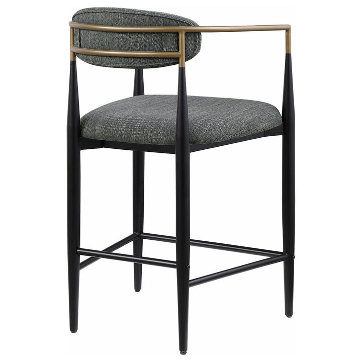 Tina Metal Counter Height Bar Stool with Upholstered Back and Seat Dark Grey (Set of 2)_7