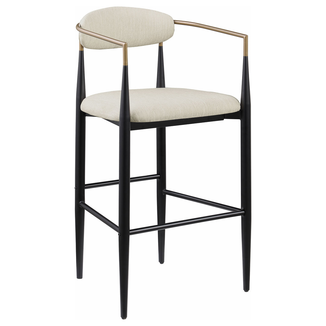 Tina Metal Pub Height Bar Stool with Upholstered Back and Seat Beige (Set of 2)_2