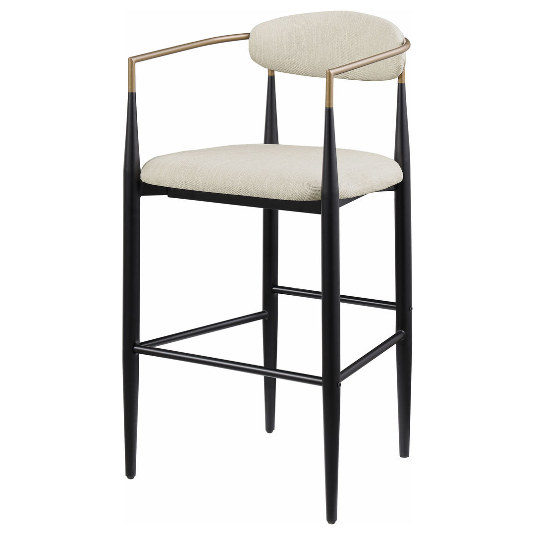 Tina Metal Pub Height Bar Stool with Upholstered Back and Seat Beige (Set of 2)_4