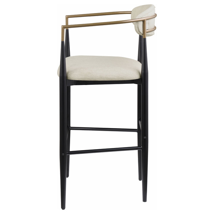 Tina Metal Pub Height Bar Stool with Upholstered Back and Seat Beige (Set of 2)_5