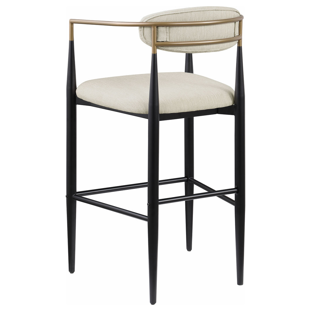 Tina Metal Pub Height Bar Stool with Upholstered Back and Seat Beige (Set of 2)_6