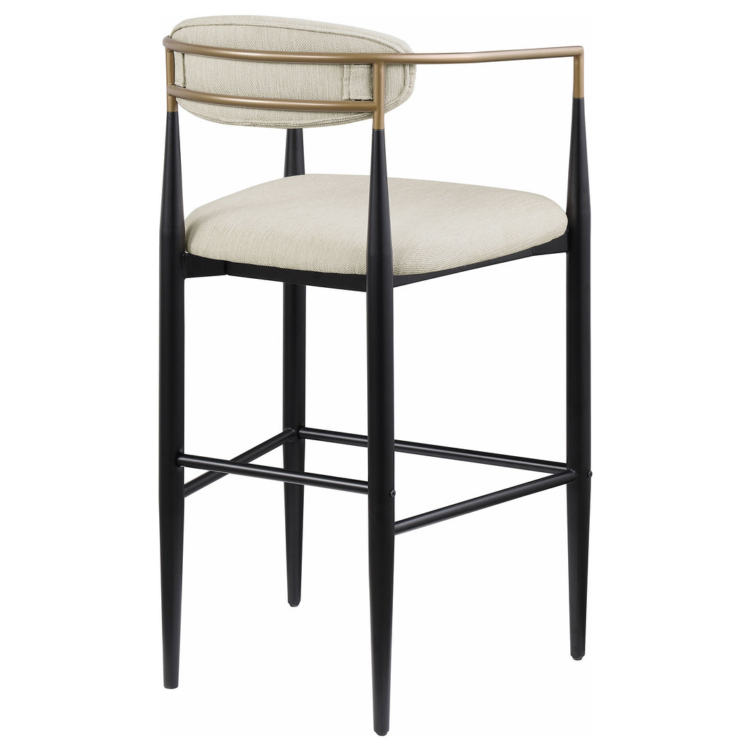 Tina Metal Pub Height Bar Stool with Upholstered Back and Seat Beige (Set of 2)_7