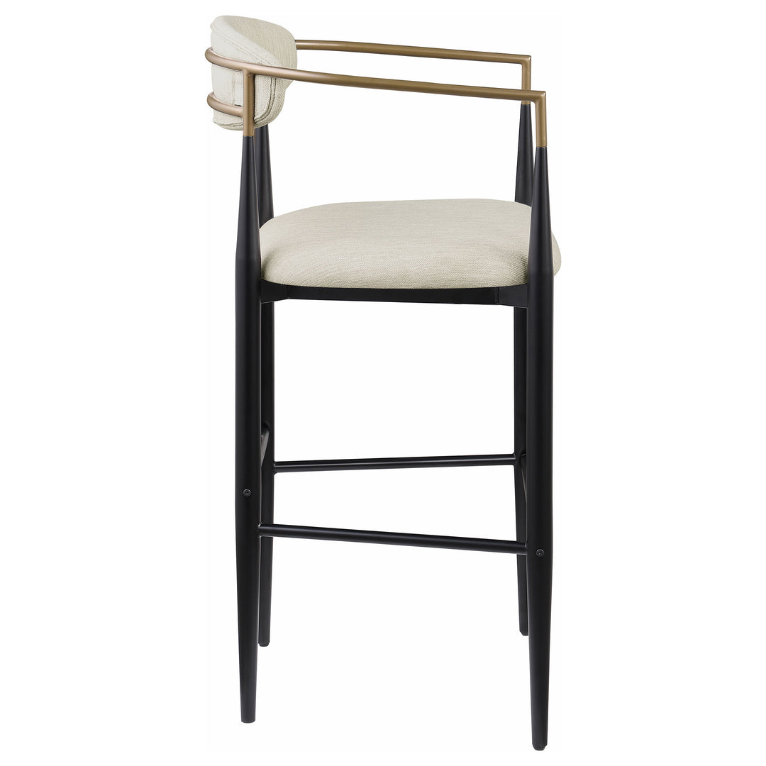 Tina Metal Pub Height Bar Stool with Upholstered Back and Seat Beige (Set of 2)_8