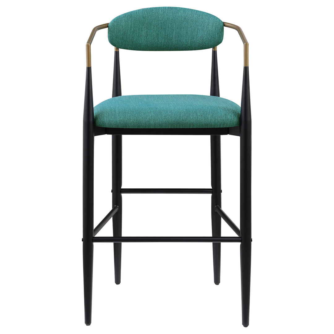 Tina Metal Pub Height Bar Stool with Upholstered Back and Seat Green (Set of 2)_3