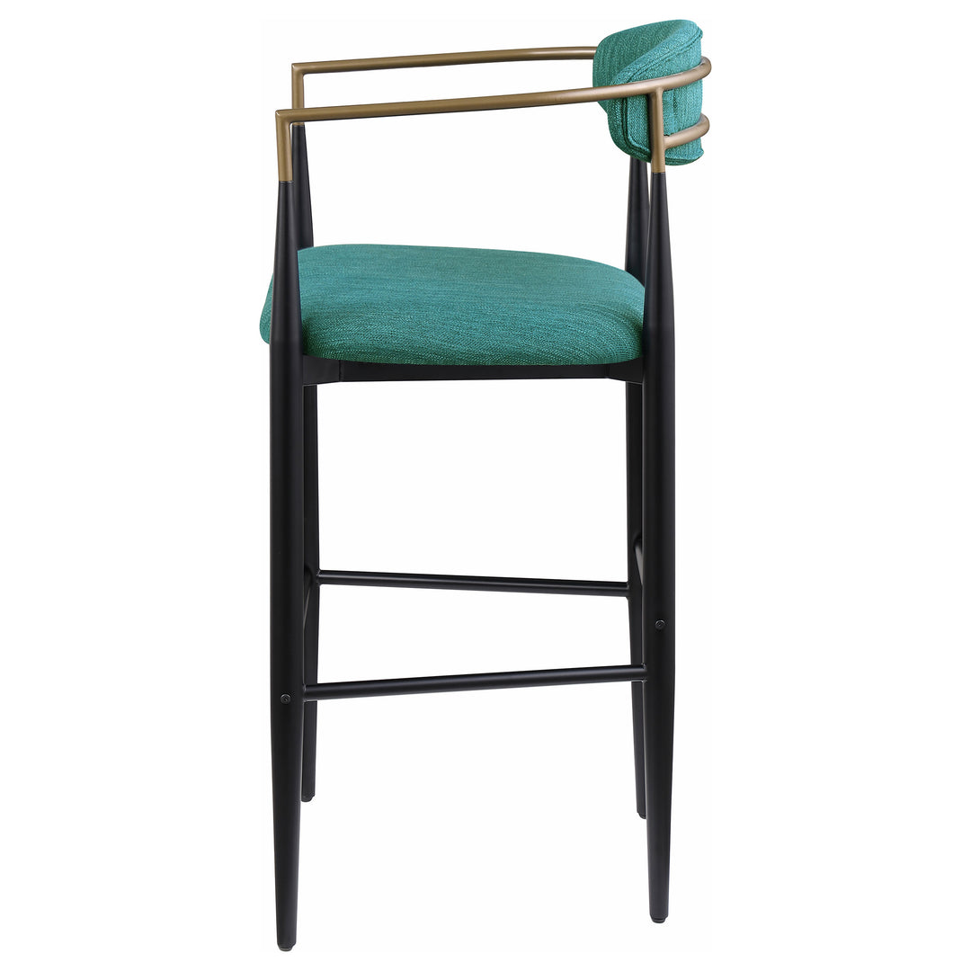 Tina Metal Pub Height Bar Stool with Upholstered Back and Seat Green (Set of 2)_5