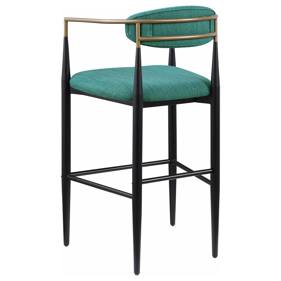 Tina Metal Pub Height Bar Stool with Upholstered Back and Seat Green (Set of 2)_6