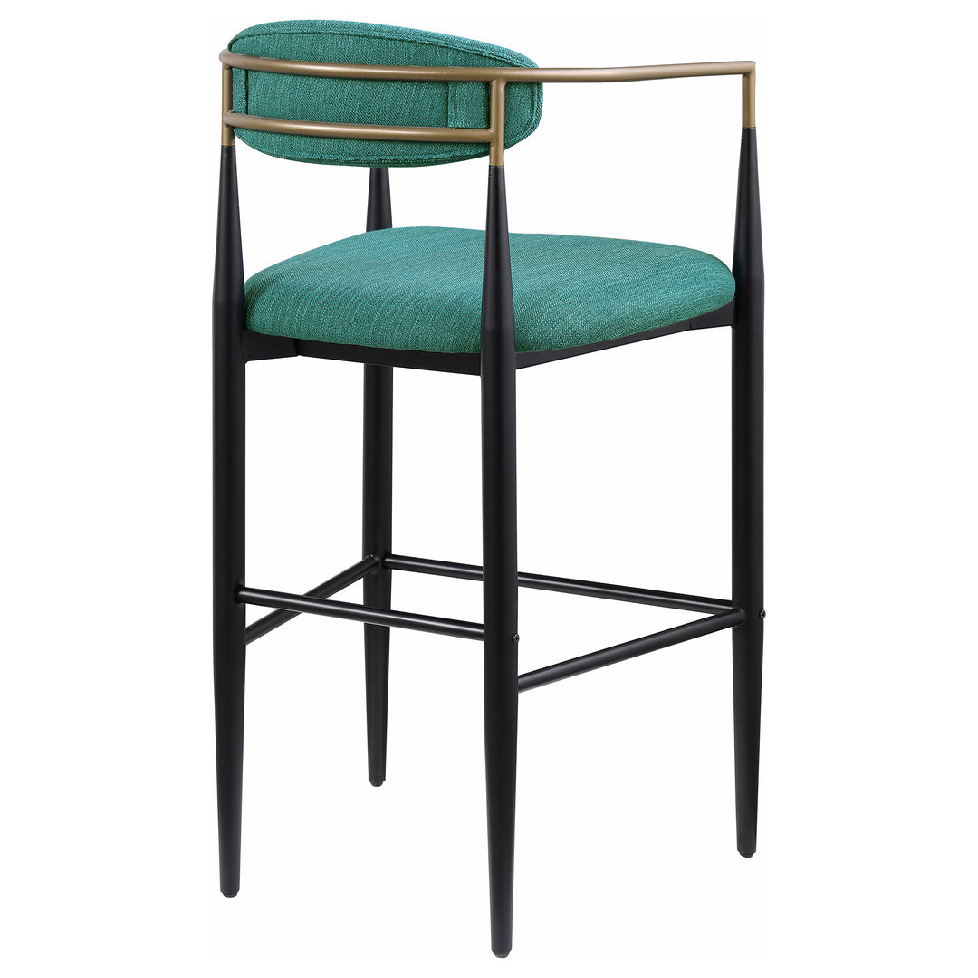 Tina Metal Pub Height Bar Stool with Upholstered Back and Seat Green (Set of 2)_7
