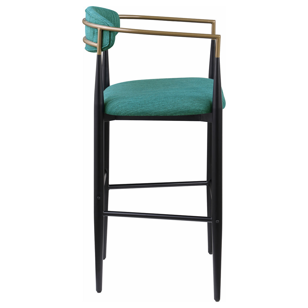 Tina Metal Pub Height Bar Stool with Upholstered Back and Seat Green (Set of 2)_8
