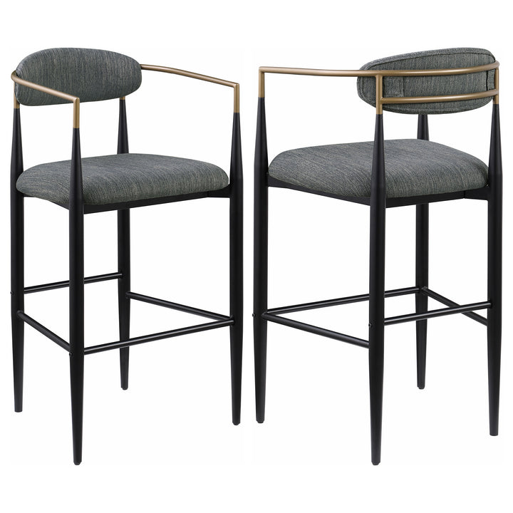 Tina Metal Pub Height Bar Stool with Upholstered Back and Seat Dark Grey (Set of 2)_0