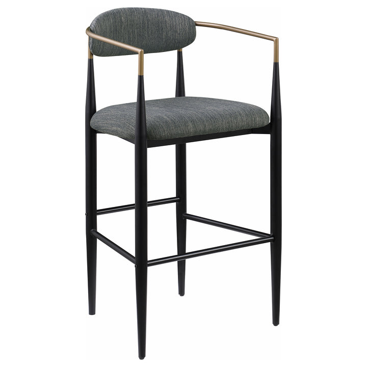 Tina Metal Pub Height Bar Stool with Upholstered Back and Seat Dark Grey (Set of 2)_2