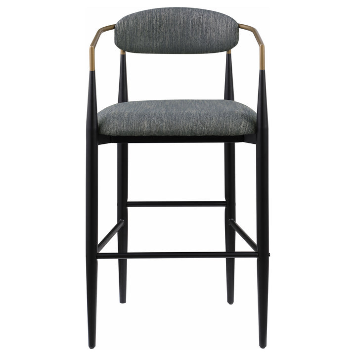 Tina Metal Pub Height Bar Stool with Upholstered Back and Seat Dark Grey (Set of 2)_3