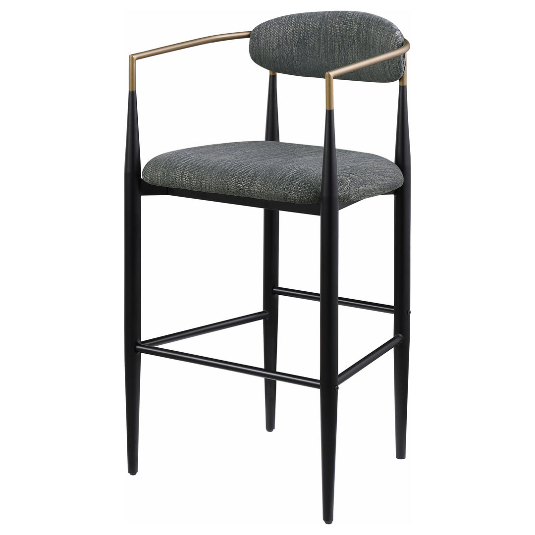 Tina Metal Pub Height Bar Stool with Upholstered Back and Seat Dark Grey (Set of 2)_4