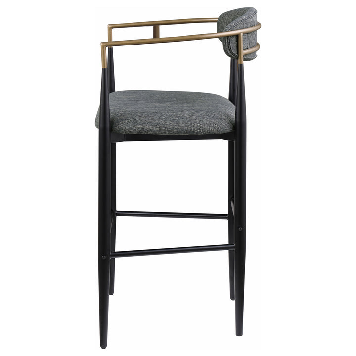 Tina Metal Pub Height Bar Stool with Upholstered Back and Seat Dark Grey (Set of 2)_5