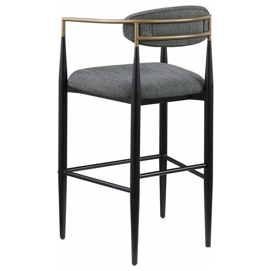 Tina Metal Pub Height Bar Stool with Upholstered Back and Seat Dark Grey (Set of 2)_6
