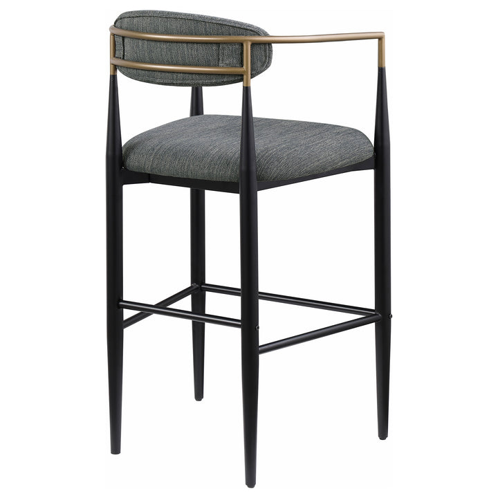 Tina Metal Pub Height Bar Stool with Upholstered Back and Seat Dark Grey (Set of 2)_7