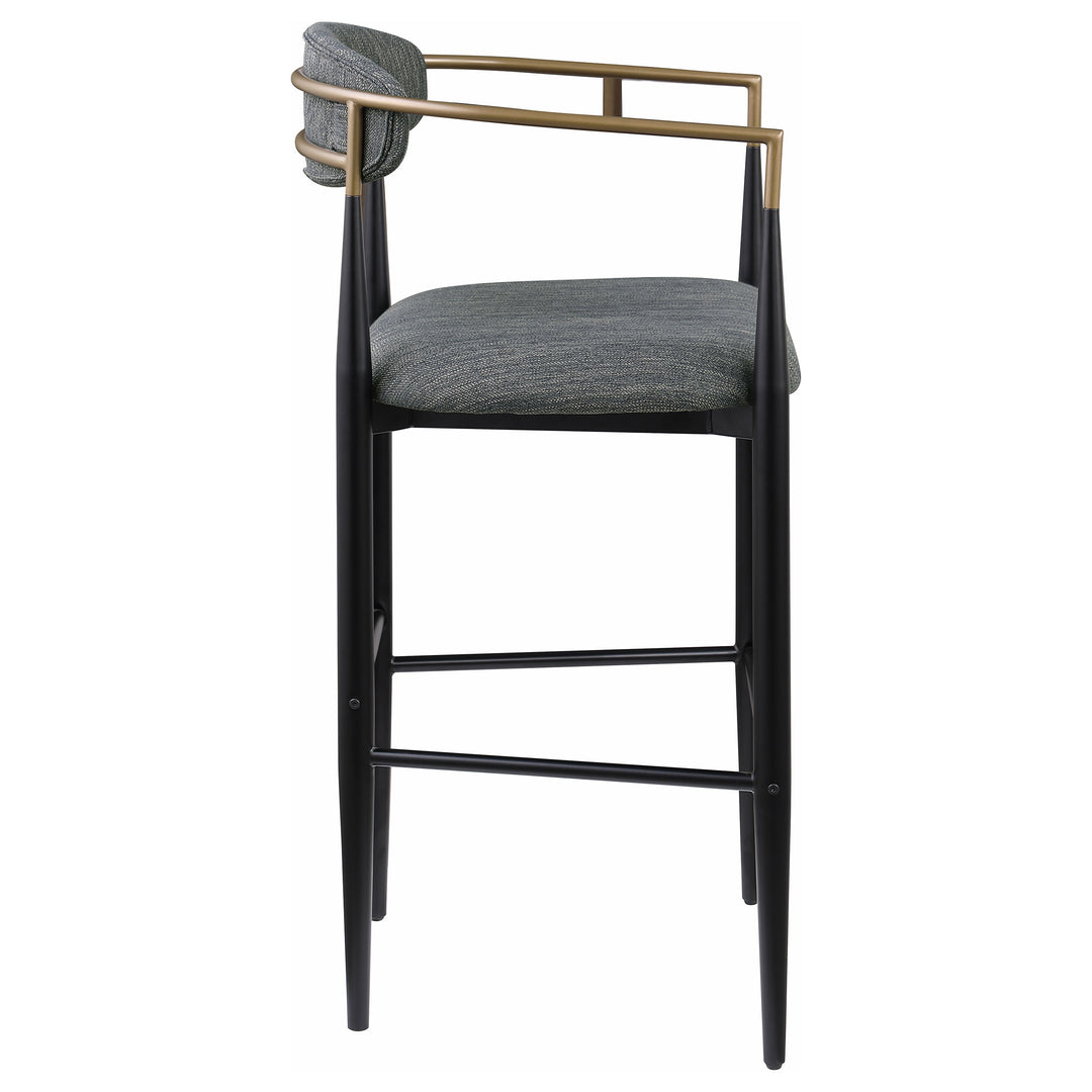 Tina Metal Pub Height Bar Stool with Upholstered Back and Seat Dark Grey (Set of 2)_8