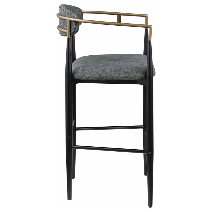 Tina Metal Pub Height Bar Stool with Upholstered Back and Seat Dark Grey (Set of 2)_8