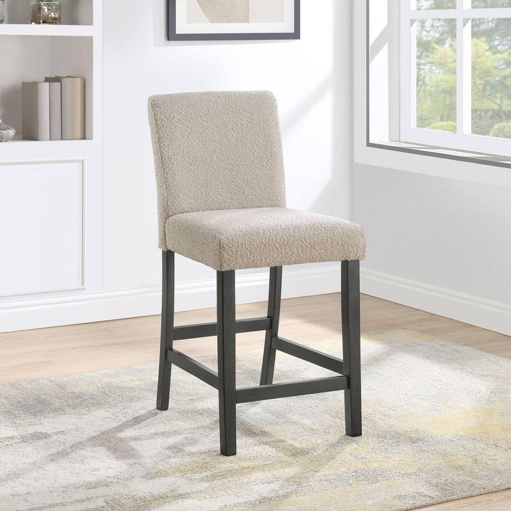 Alba Boucle Upholstered Counter Height Dining Chair Beige and Charcoal Grey (Set of 2)_1