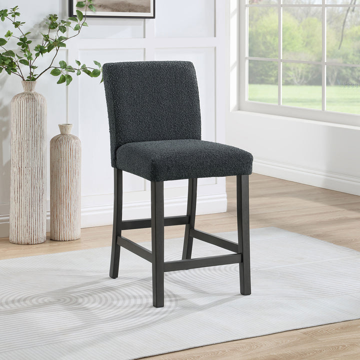 Alba Boucle Upholstered Counter Height Dining Chair Black and Charcoal Grey (Set of 2)_1