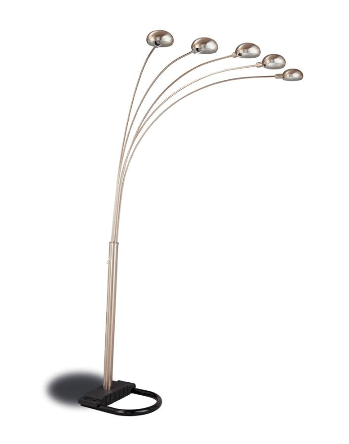 5-light Floor Lamp with Curvy Dome Shades Chrome and Black_0