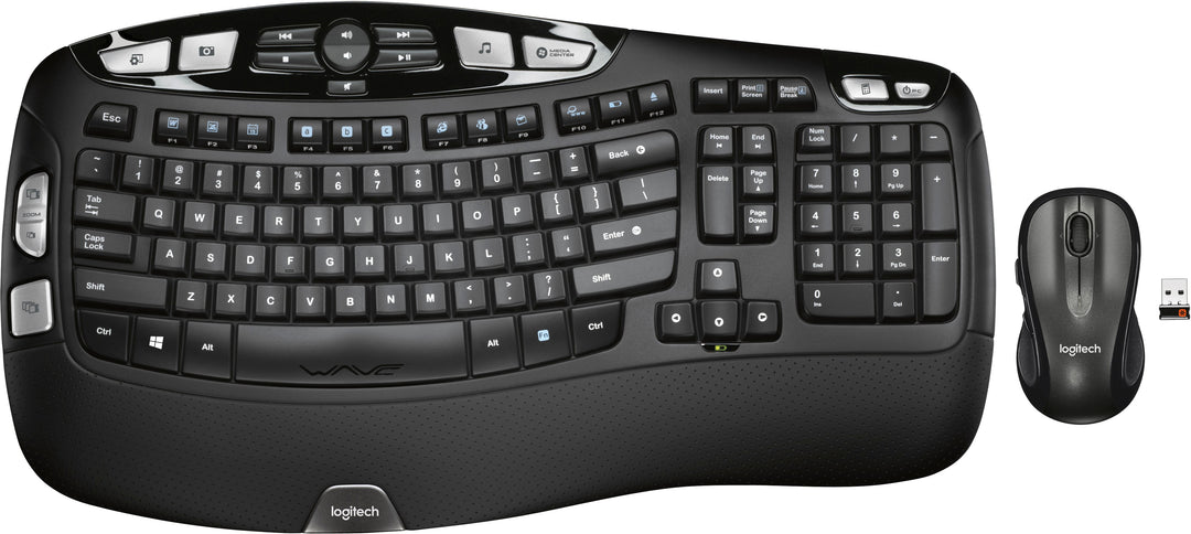 Logitech - MK550 Ergonomic Full-size Wireless Alkaline Wave Keyboard and Mouse Bundle - Black_1