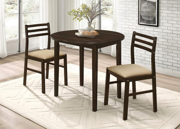 3-piece Dining Set with Drop Leaf Cappuccino and Tan_10