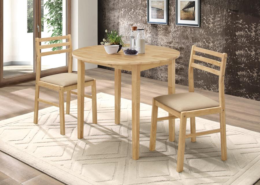 3-piece Dining Set with Drop Leaf Natural and Tan_0