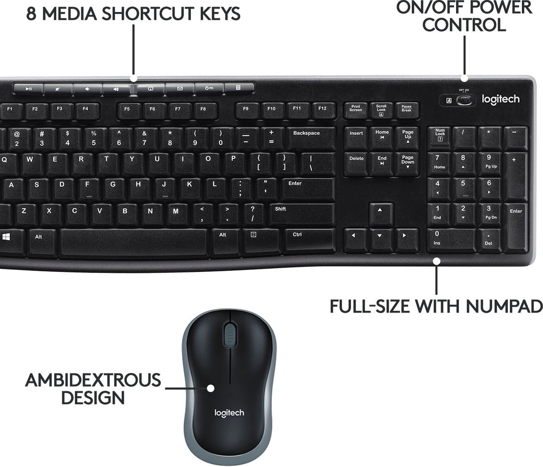 Logitech - MK270 Full-size Wireless Membrane Keyboard and Mouse Bundle for Windows - Black_10