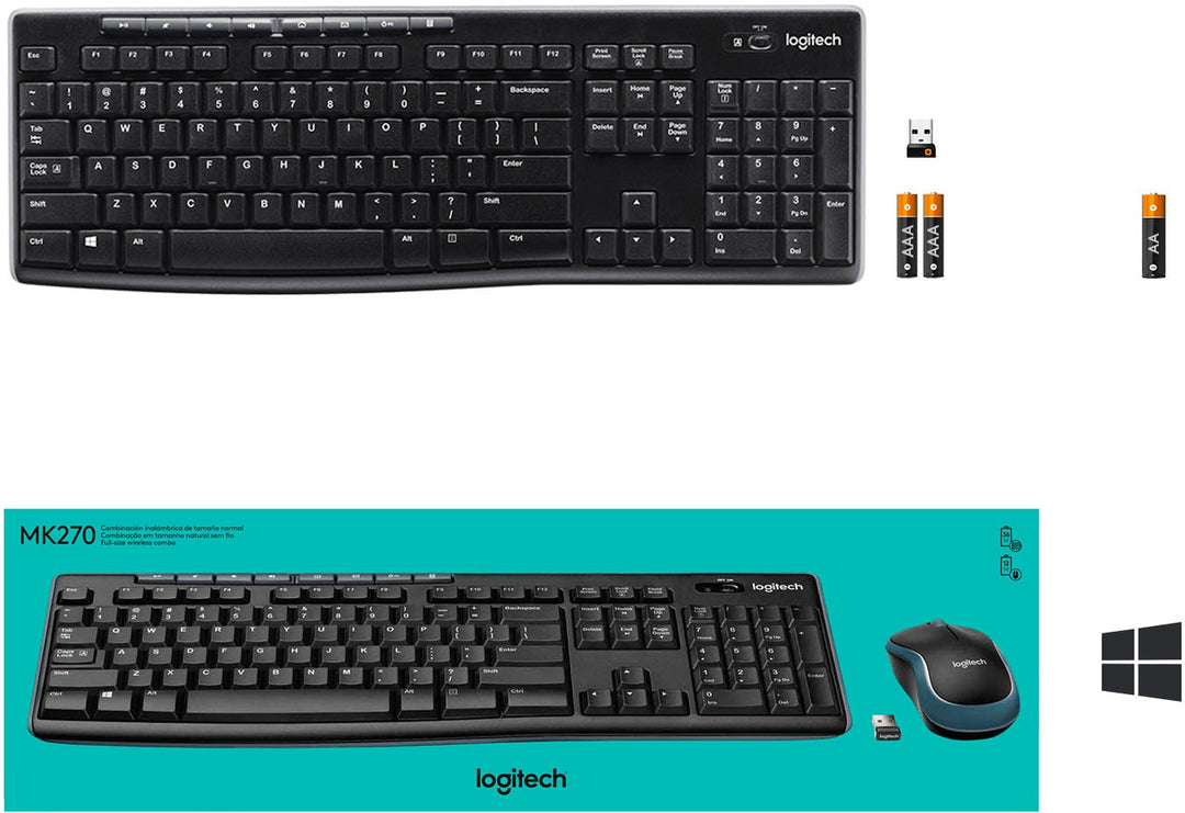 Logitech - MK270 Full-size Wireless Membrane Keyboard and Mouse Bundle for Windows - Black_5