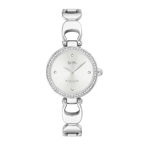 Ladies Park Silver-Tone Stainless Steel Crystal Bangle Watch Silver Dial_0