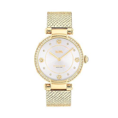 Ladies Cary Crystal Gold-Tone Stainless Steel Mesh Watch White Dial_0