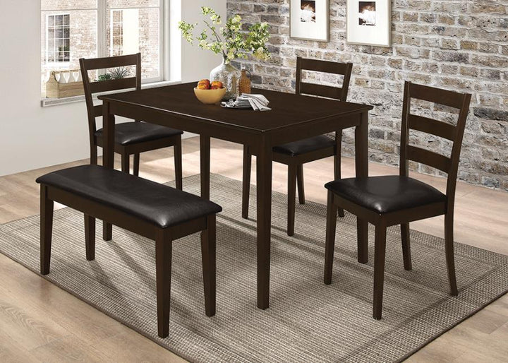 5-piece Dining Set with Bench Cappuccino and Dark Brown_9