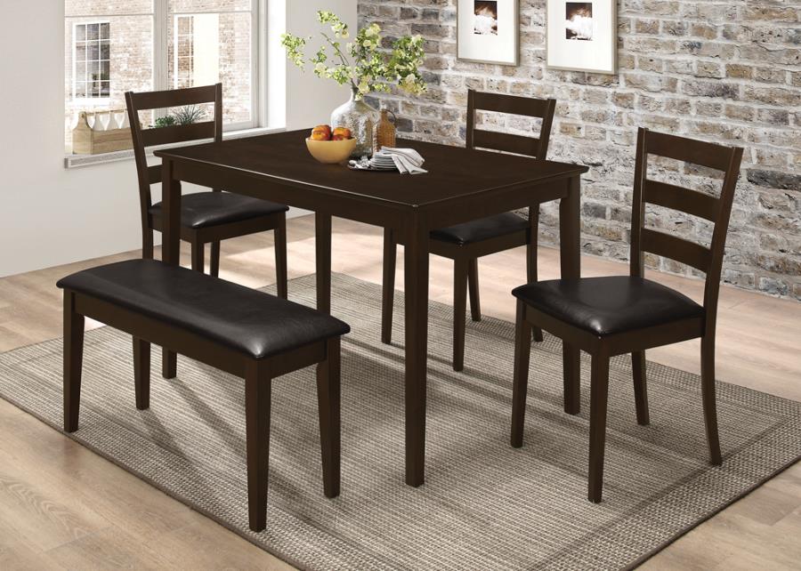 5-piece Dining Set with Bench Cappuccino and Dark Brown_0