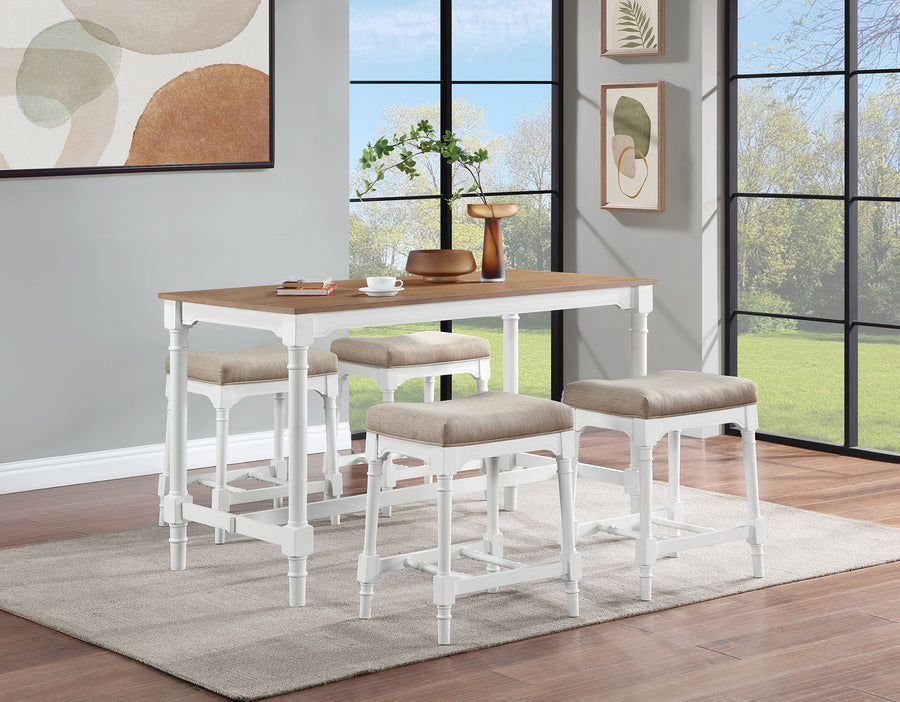 Martina 5-piece Rectangular Counter Height Dining Set with Stools Brown and White_0