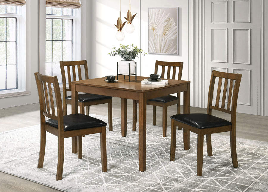 Parkwood 5-piece Dining Set with Square Table and Slat Back Side Chairs Honey Brown and Black _0