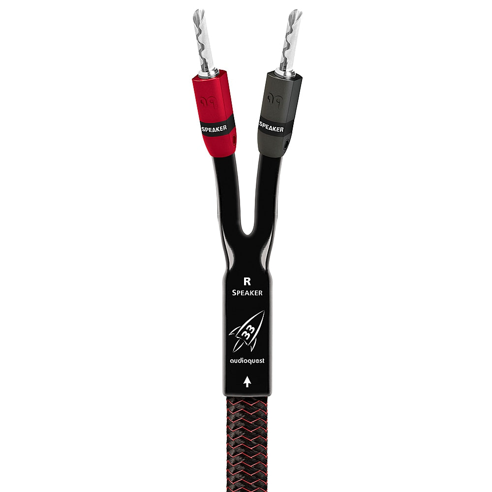 AudioQuest - Rocket 33 12' Pair Full-Range Speaker Cable, Silver Banana Connectors - Red/Black_1