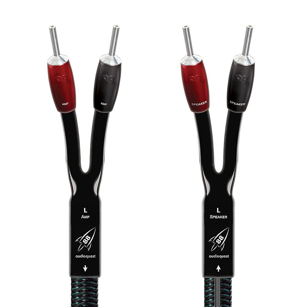 AudioQuest - Rocket 88 15' Pair Full-Range Speaker Cable, Silver Banana Connectors - Green/Black_1