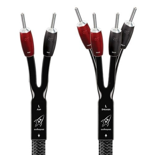 AudioQuest - Rocket 44 8' Single Bi-Wire Speaker Cable, Silver Banana Connectors - Silver/Black_0