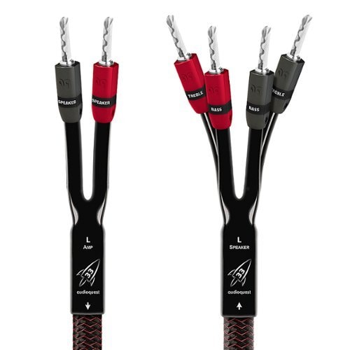AudioQuest - Rocket 33 12' Pair Bi-Wire Speaker Cable, Silver Banana Connectors - Red/Black_0