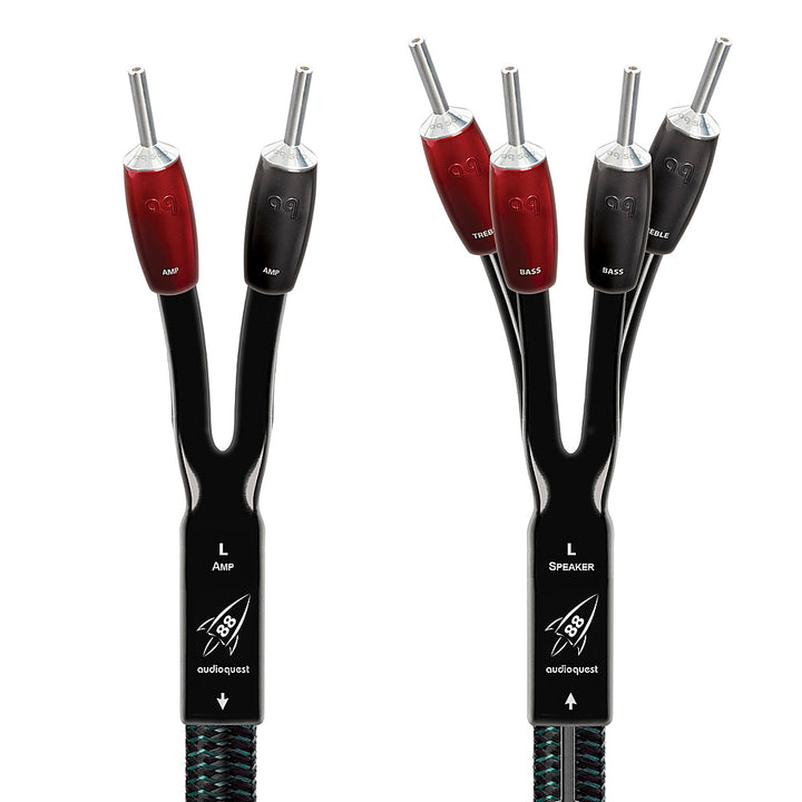 AudioQuest - Rocket 88 12' Pair Bi-Wire Speaker Cable, Silver Banana Connectors - Green/Black_1