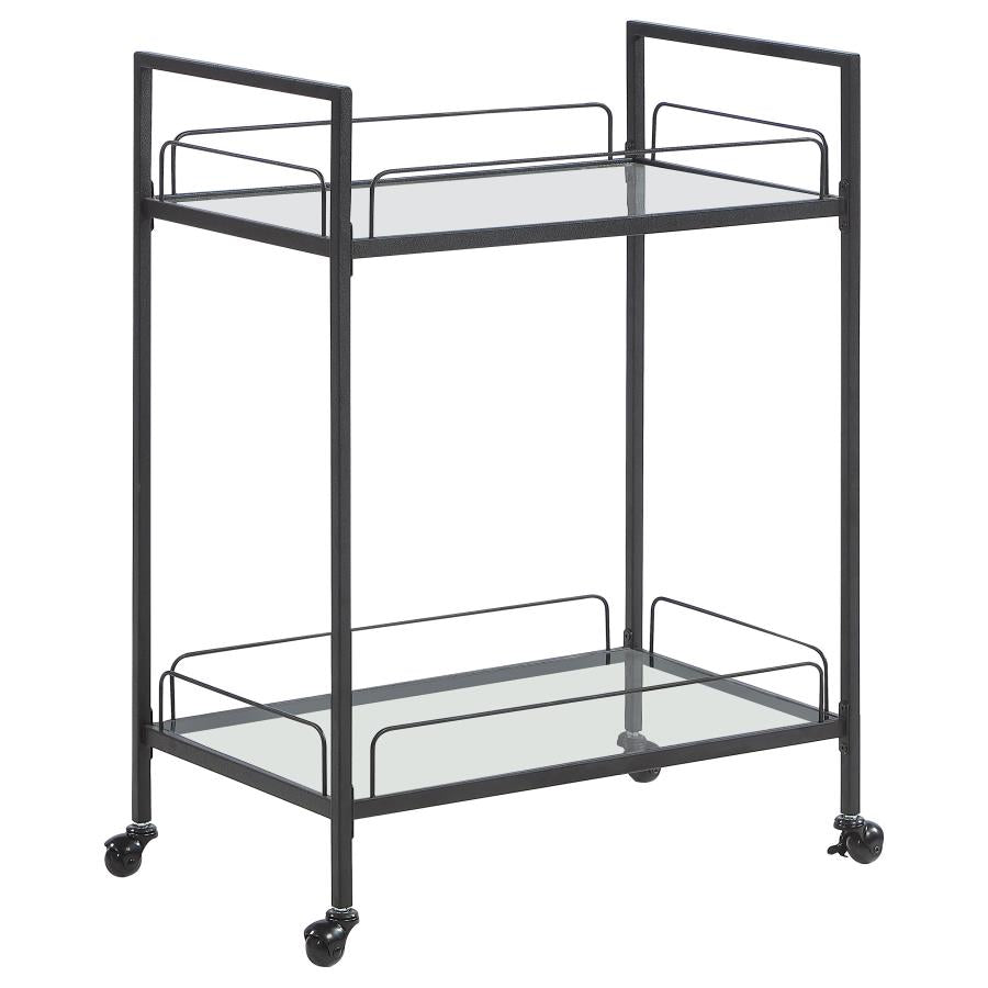 Serving Cart with Glass Shelves Clear and Black_1