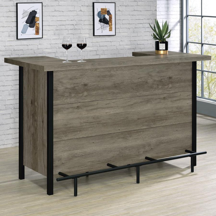 Bar Unit with Footrest Grey Driftwood and Black_0