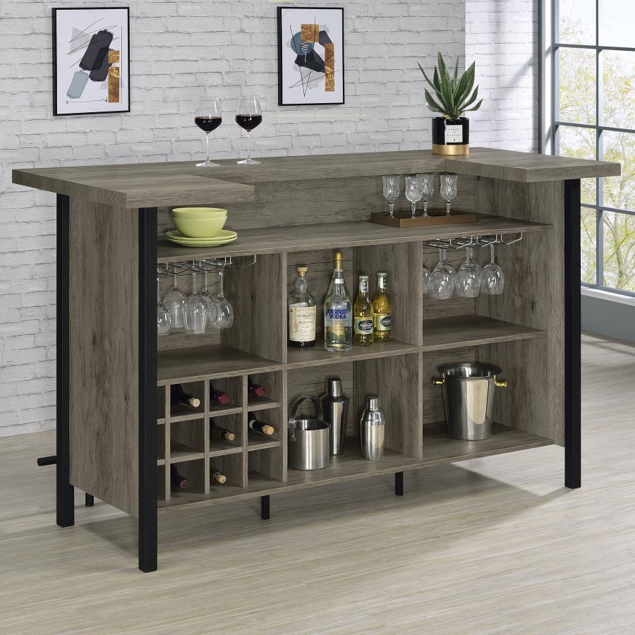 Bar Unit with Footrest Grey Driftwood and Black_1