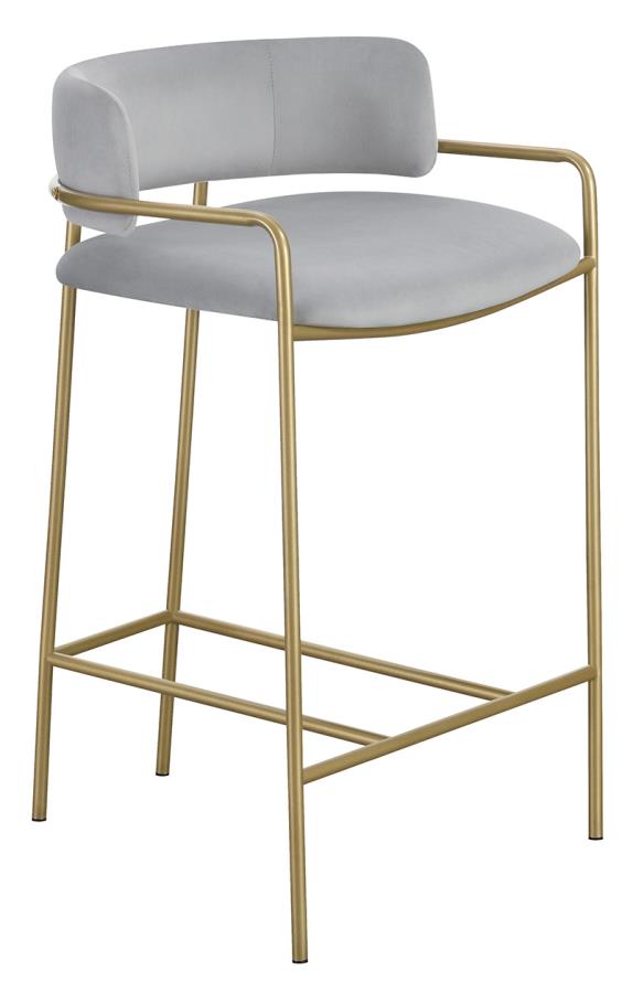 Upholstered Low Back Stool Grey and Gold_1